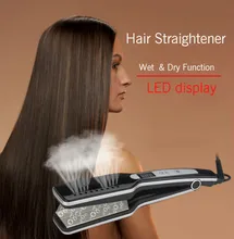 New Professional Hair Straightener LED Display Wet & Dry Flat Iron Steam Straightening Irons Ceramic hair iron styling tools
