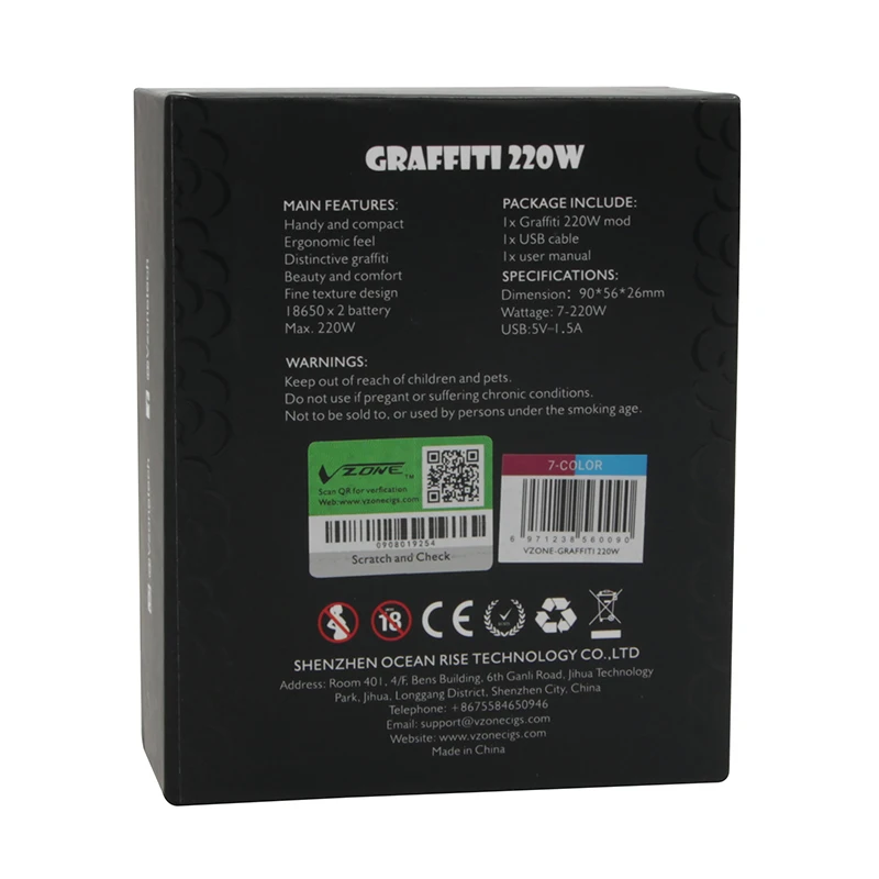 Original Vzone Graffiti 220W TCKA  Box Mod Vape Electronic cigarettes Vaporizer Support RTA RDA RDTA RBA Tanks 01 (4)
