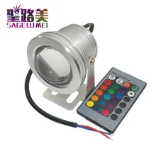 12V Открытый 10 Вт RGB подводный светодиодный точечный светильник Потолочные Светильник Цвет Изменение лампа IP68+ 24key ИК-пульт дистанционного управления