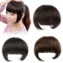 Модный аккуратный парик с челкой на заколках для наращивания накладных волос, парик для девочек, невидимая проволока, шелковистые прямые натуральные синтетические волосы