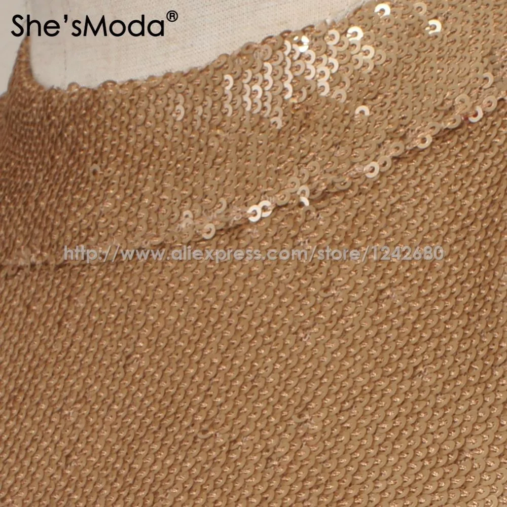 She'sModa Biling Sequins Gold Холтер Топ женские спандекс Клубные вечерние майки жилет