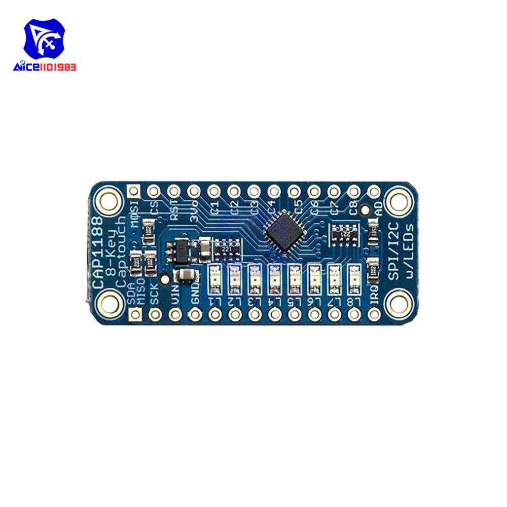 Емкостный сенсорный датчик CAP1188 с 8 кнопками Модуль разрыва SPI I2C Captouch LED для