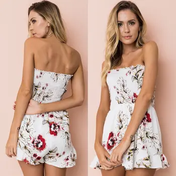 

Women Holiday Clubwear Summer BACKLESS PRINT Playsuit SLEEVELESS CASUAL SUITS