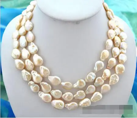 

Free Shipping >> 3row 20" 18mm baroque baby pink freshwater pearl necklace