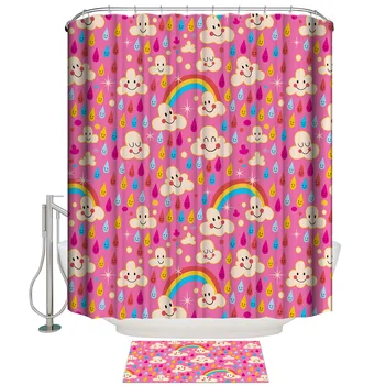

Rainbow Clouds And Raindrops Shower Curtain Bath Sets With Rugs Bathroom Accessory Sets 2 Piece Bathroom Set Bathroom Inside