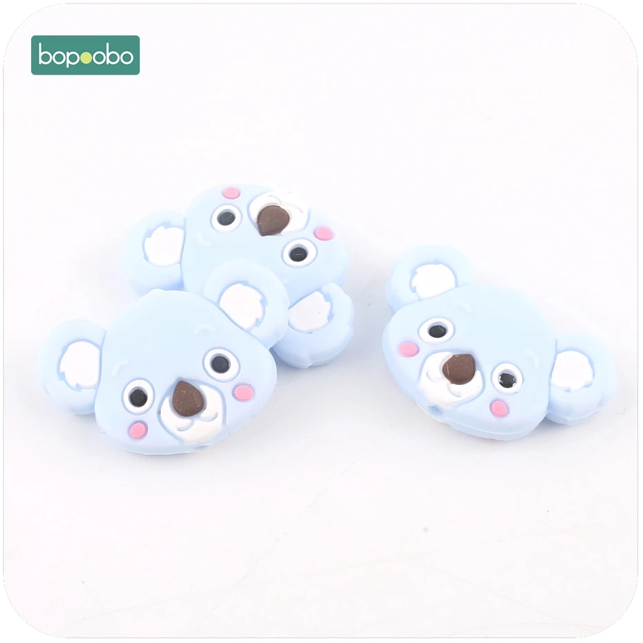 Bopoobo 3pcs Silicone Beads Cute Silicone Teething Koala Lovely Mini Koala Accessories Jewelry Making DIY Baby Teether