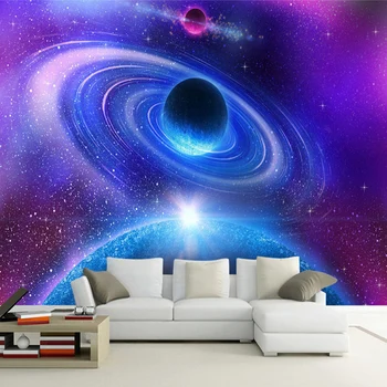 

Modern 3D Stereo Space Moon Universe Photo Murals Wallpaper Living Room Kid's Bedroom Background Wall Painting Papel De Parede