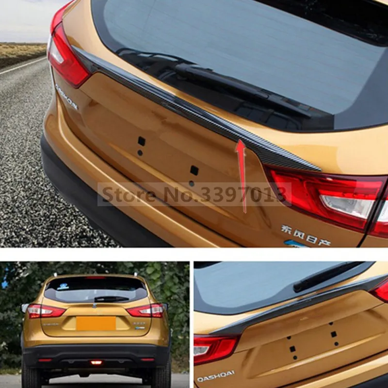 

Car styling ACCESSORIES FIT FOR NISSAN QASHQAI J11 2016 2017 TAILGATE DOOR CARBON FIBER SPOILER COVER TRUNK DOOR LID TRIM