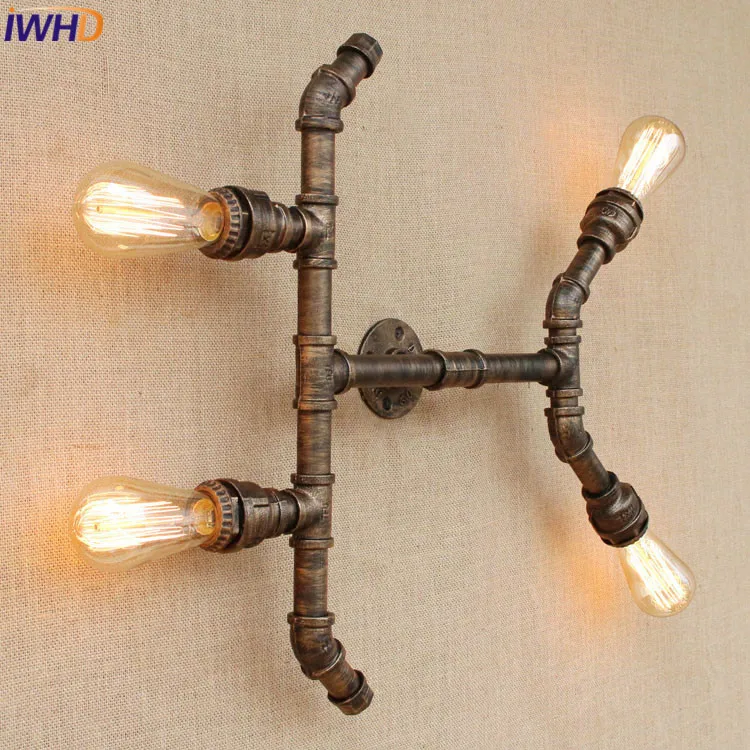 American Vintage Sconce Wall Lights E27 Plated Loft Iron Wall Lamp Bed Retro Industrial Bathroom Stair Antique Lamp Luminaria