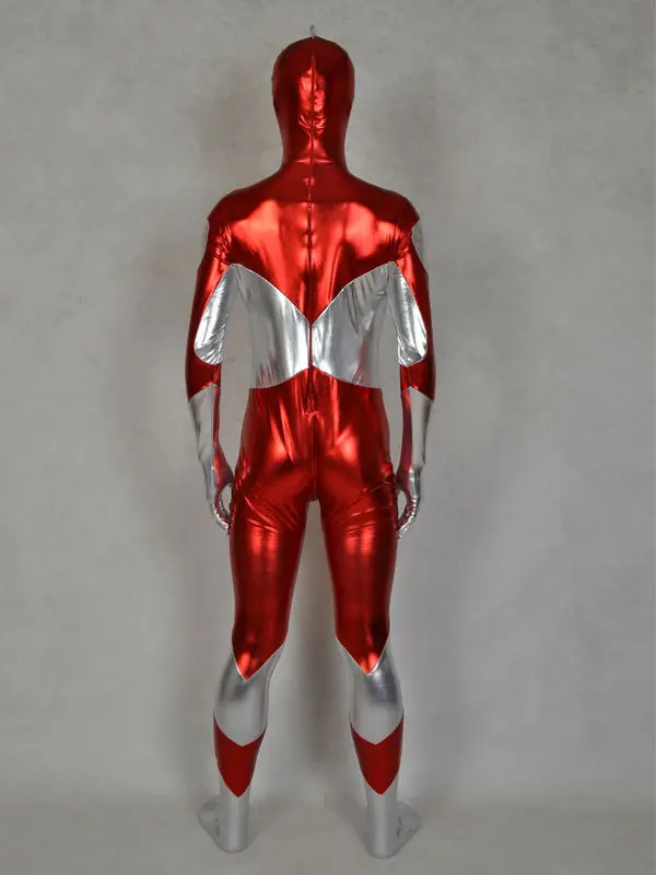 Костюм супергероя из лайкры и блестящего металлического цвета Zentai Ultraman для Хэллоуина и Косплея