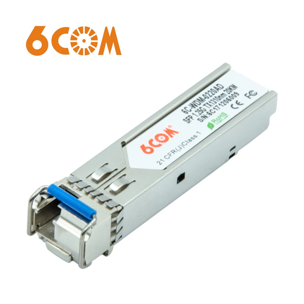 6COM Generic Совместимость 1000BASE-BX Двунаправленный SFP 1310nm-TX/1550nm-RX 20 км DOM трансивер