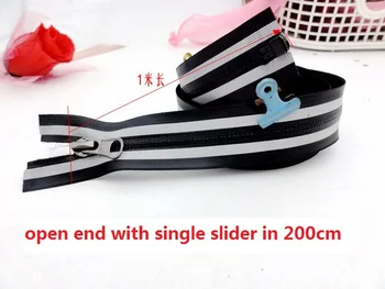 

5# waterproof zipper with single slider 2 reflective strip 200cm/piece 6pcs/lot for tent bags zipper repair free shipping