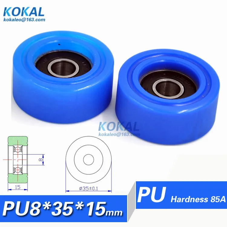 

[PU0835-15] 1PCS low TPU PU 608RS bearing roller wheels sliding door window glass low noise flat type roller 8*35*15mm 0835T
