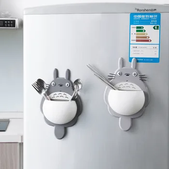 

cartoon Totoro sucker storage rack Plastic toothbrush shelf bathroom Wash supplies toothpaste children Spoon holders