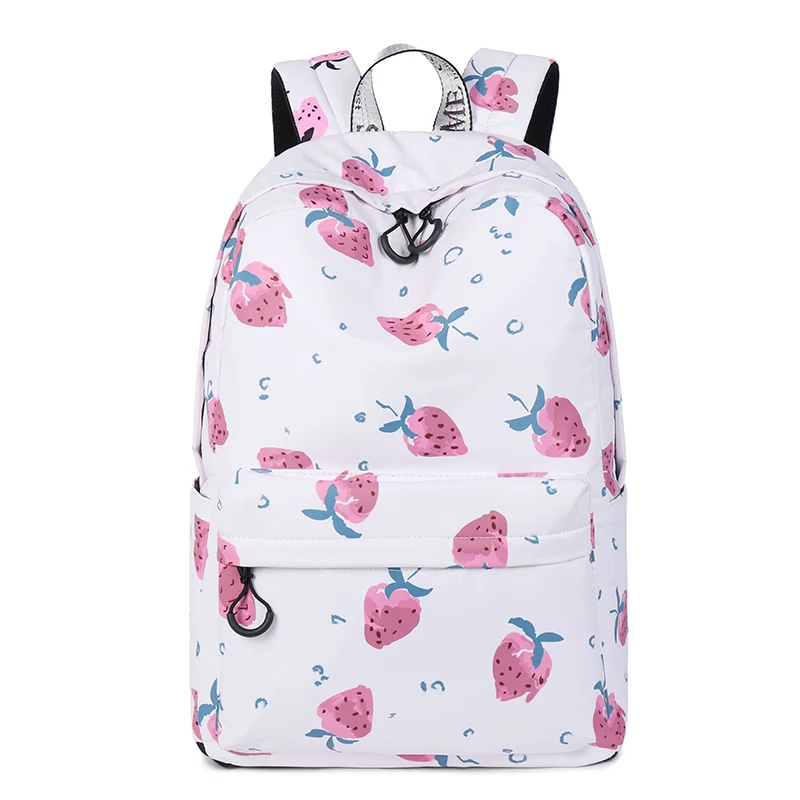 Lightweight Waterproof Laptop Backpack for Girl Cute Bookbag Suit for 15.6 Laptop Strawberry Print Backpack