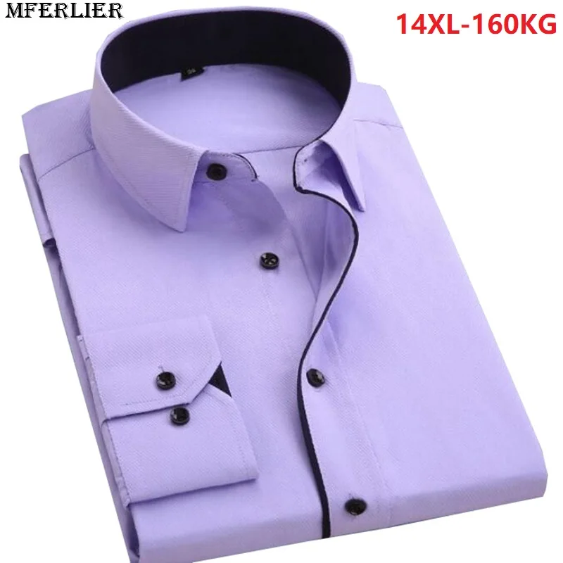 En Ligne Automne d été hommes formelle chemise grande taille 7XL 8XL 9XL 10XL coton à manches longues, plus grande taille robe chemise 14XL 12XL D affaires vert