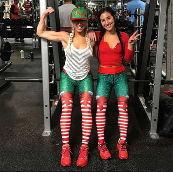 

new Women Christmas printed Leggings Sexy Slim Fit Bodycon Elastic Skinny Pants Workout Mid Waist Bottoms