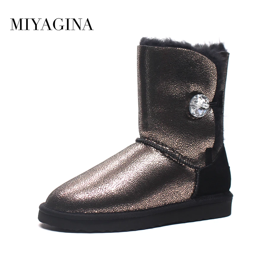 

MIYAGINA High Quality! genuine Sheepskin Real Fur 100% Wool women winter snow boots, China Brand boots Free Shipping
