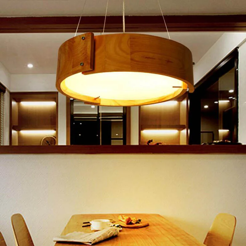 

Nordic style restaurant chandelier solid wood creative personality single head bar table hanging line lamp wood led bedroom lamp
