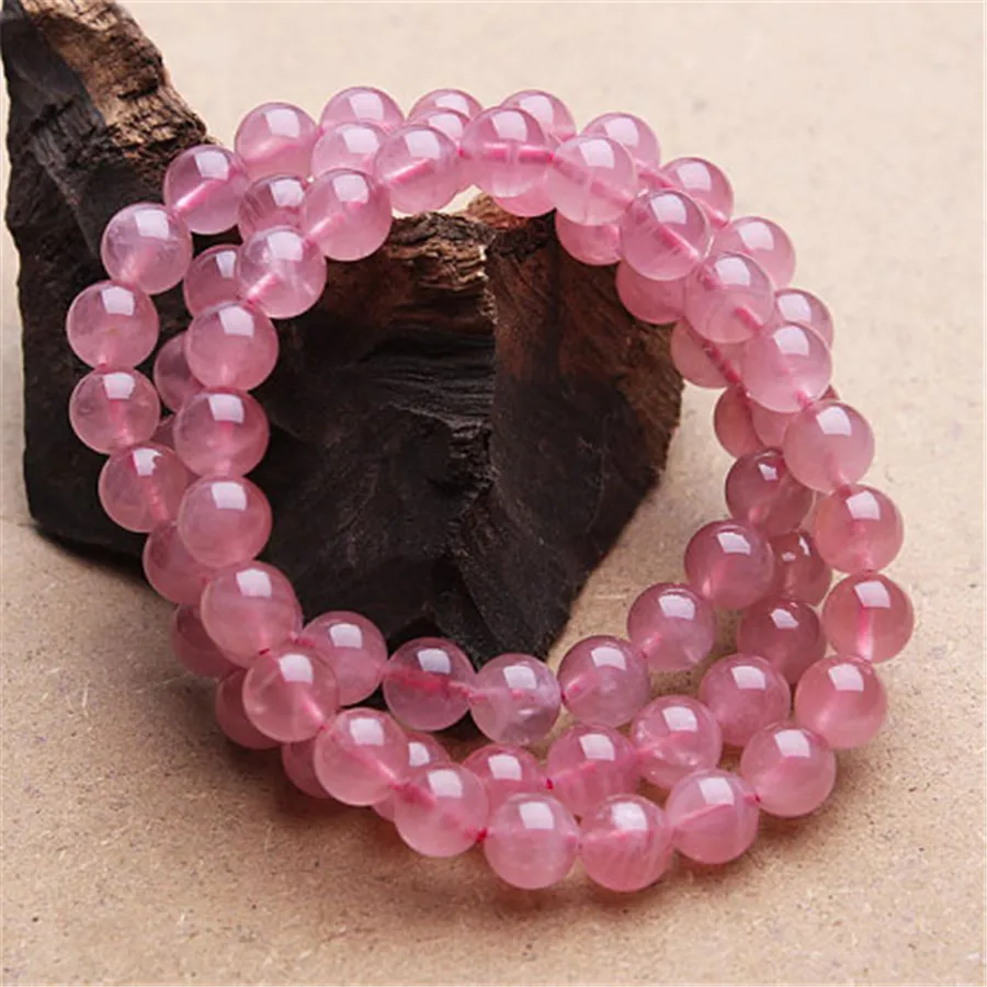

2019 Newly Natural Rose Quartz Pink Bracelet Madagascar Stretch Woman Men 7mm Round Beads Crystal AAAAA Drop Shipping