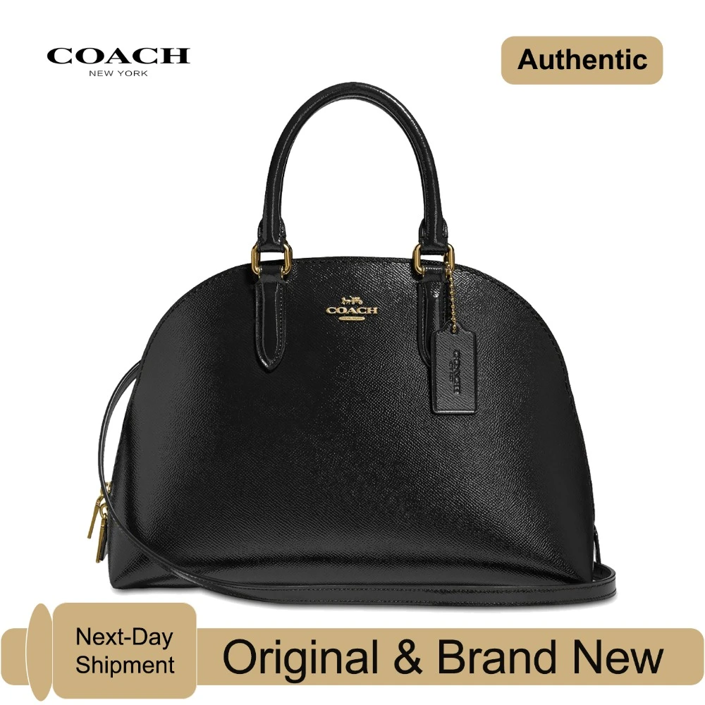 COACH Quinn Satchel in Crossgrain Patent Leather (Black/Gold) Luxury Handbags For Women Bags Designer by Coach COACH Quinn Satchel in Crossgrain Patent Leather (Black/Gold) Luxury Handbags For Women Bags Designer by Coach
