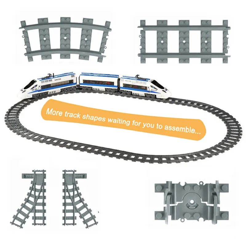 مرنة مدينة القطارات القضبان المسار السكك الحديدية نموذج مجموعات متشعب مستقيم منحني بناء كتل الطوب متوافق الكبرى العلامة التجارية اللعب