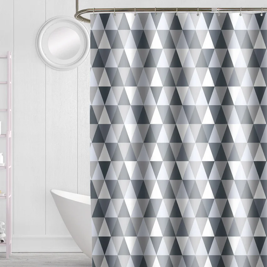Nordic Geometric Shower Curtain Bathroom Bathtub Cover Extra Large Wide 12 Hooks 