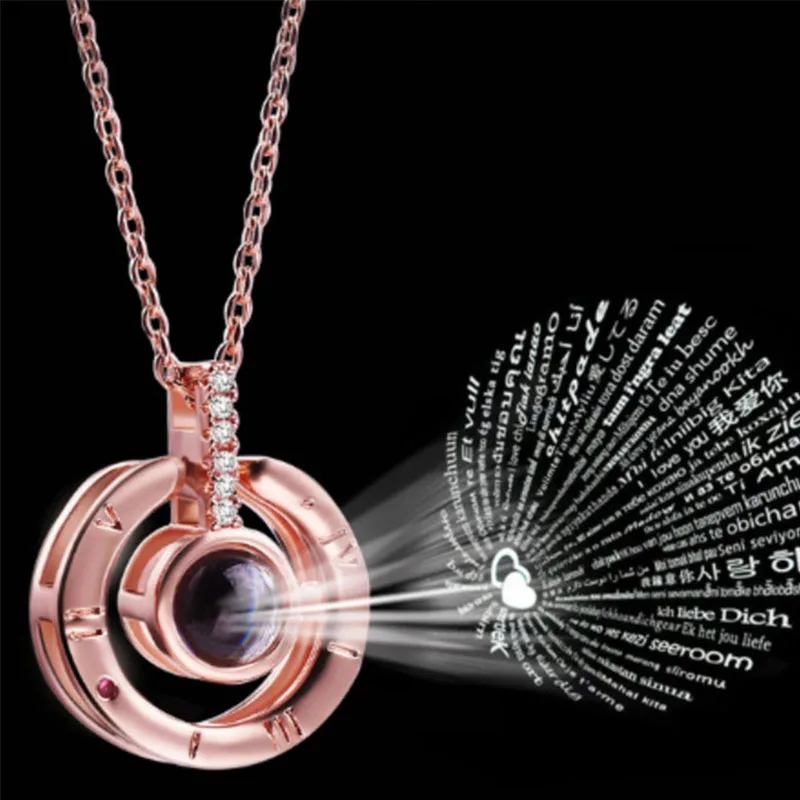 

Custom 100 Languages I Love You Necklaces For Women Rose Gold Silver Any Name Maxi Colar Fashion Pendant Mujer Necklace Men BFF