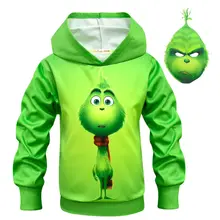 Green Grinchcosplay Costumes Jacket Grinchcostume For Boys Hooded Jacket And Mask T-shirt Christmas Halloween Costume For Kids