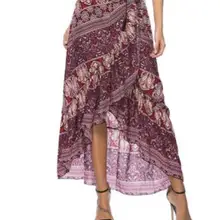 1 шт./лот/партия, Женская Повседневная шифоновая длинная юбка с принтом в богемном стиле, женская летняя длинная шифоновая юбка с цветочным принтом, 3 цвета