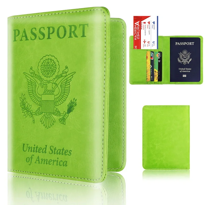 Vintage Leather Passport Holders PU Leather Passport Covers Bank Card ID Credit Card Holder RFID Travel Document Cover - Цвет: GR