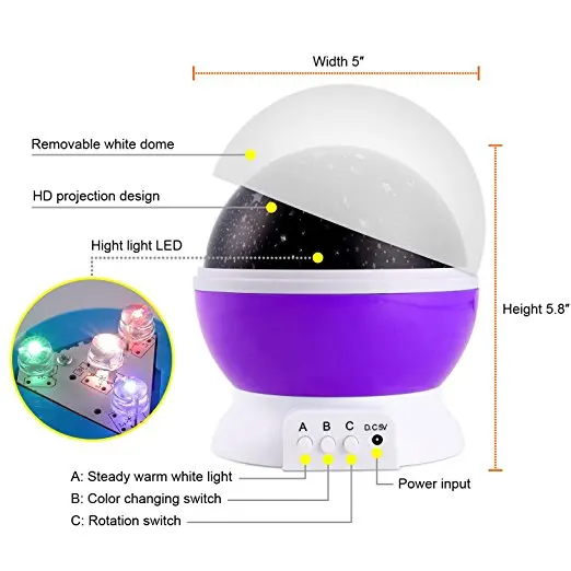 Вращающийся проектор, звездная Ночная лампа, звездное небо, для детей, для сна, Романтический светодиодный, USB Проекционные Огни, Рождественский праздничный Декор