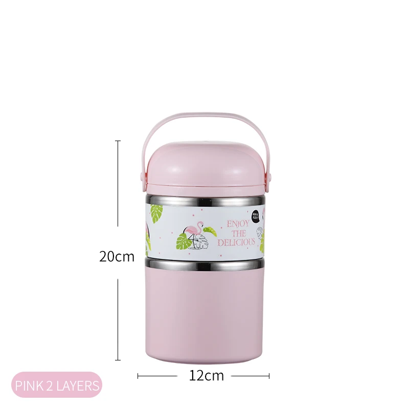 Pink 2 Layer WORTHBUY милый японский термальный Ланч-бокс герметичный из нержавеющей стали Bento box детский портативный контейнер для еды для пикника и школы - Цвет: Pink 2 Layer