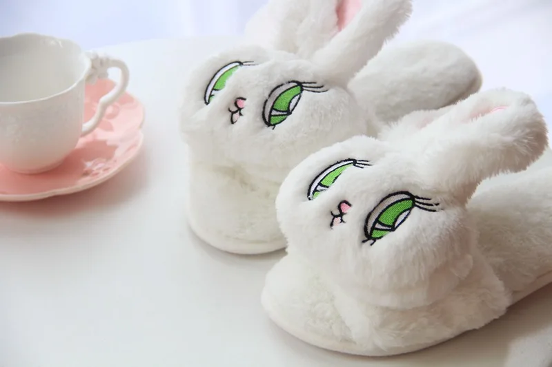 HUANQIU Autumn And Winter Plush Slippers Cartoon Home Cotton Slippers Elk Off-the-slip Slippers wyq96