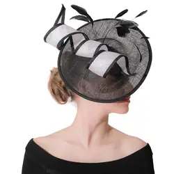 Белье Черный Fedora дамы шляпка для церкви Hat Fascinators для Для женщин Элегантное свадебное платье Чай вечерние коктейльные шляпа-таблетка M198