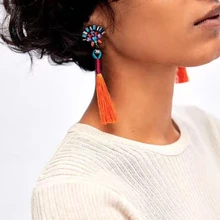 Best lady 2017 New Fashion Statement Jewelry Tassel Long Earring For Women 2 Colors Wedding Dangle Drop Earrings Wholesale 5141