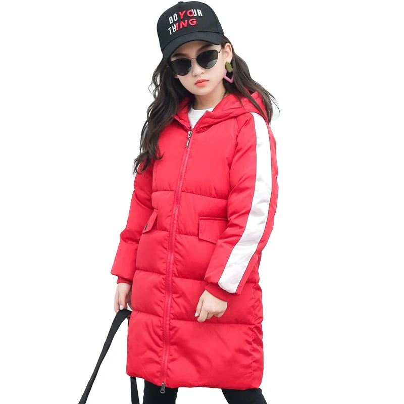

Winter Kids Padded Coat Quilted Jacket Puffer Hooded Parka boys Long Outwear