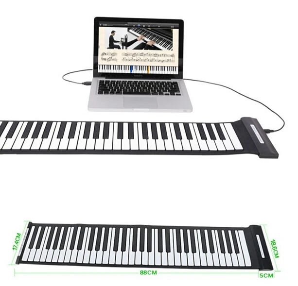 USB 61 Ключ MIDI гибкий силиконовый электронный рулонный пианино|piano material|piano laptoppiano