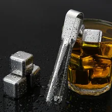 Стакан для виски кубики льда из камня в посылка, охладитель для виски Нержавеющая сталь пород, Ледяной Камень islande с пластиковой коробкой 4/6/8 шт