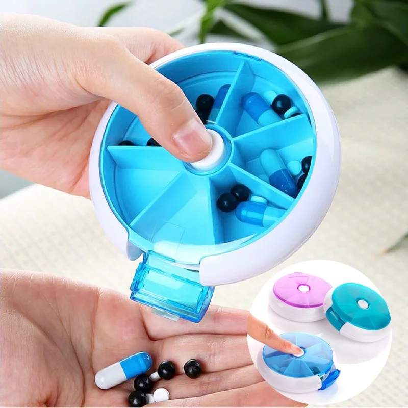 

Round Mini Pill Box 7 Day Weekly Holder Tablet Storage Case Container Travel Cases