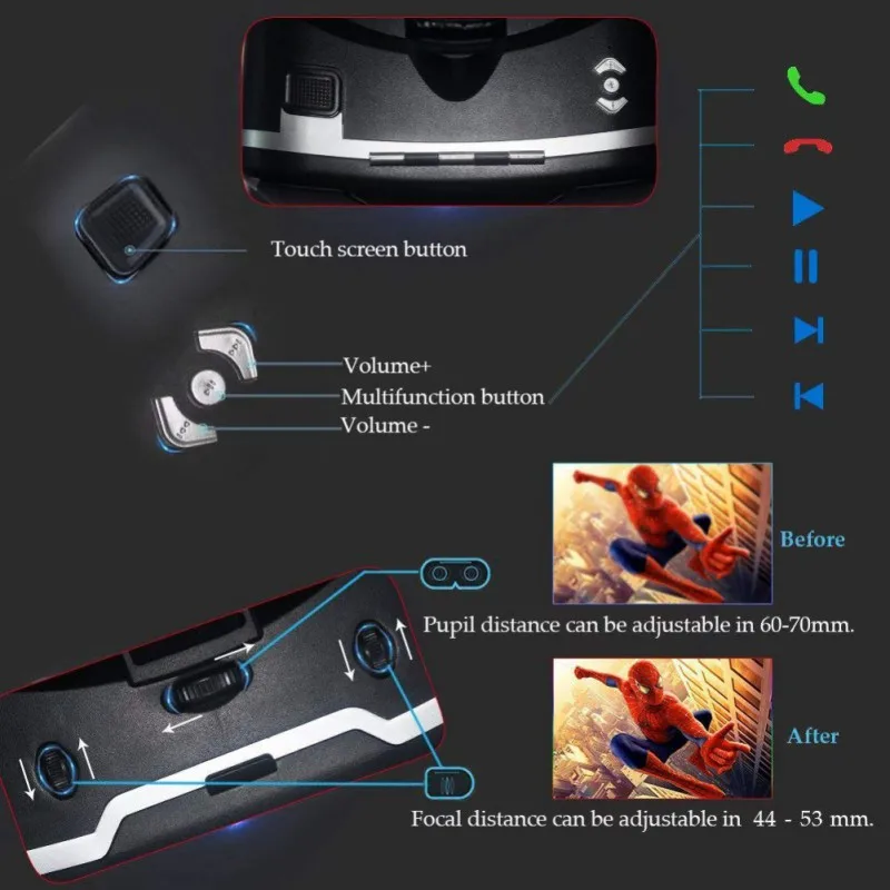 VR Shinecon 3 D Casque Viar 3D Glasses Virtual Reality Headset Helmet Goggles Augmented Lenses for Phone Smartphone Binoculars