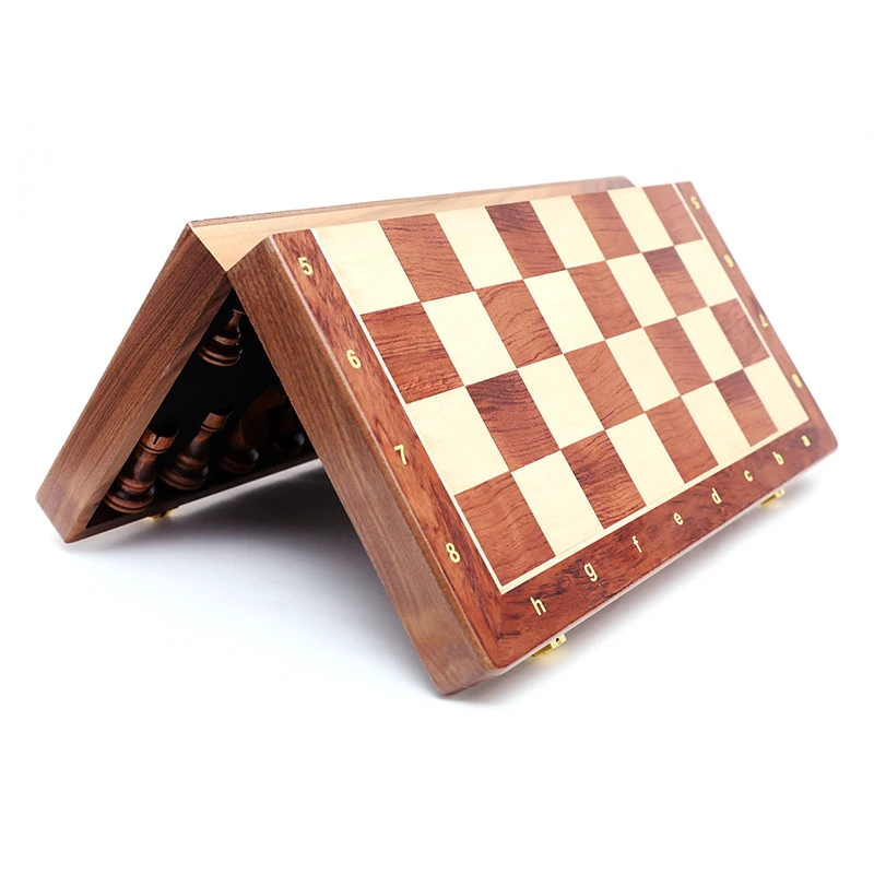 Hot Top Grade Wooden Folding Large Chess Set Handwork Solid Wood Pieces Walnut Chessboard Children Entertainment Gift Board Game