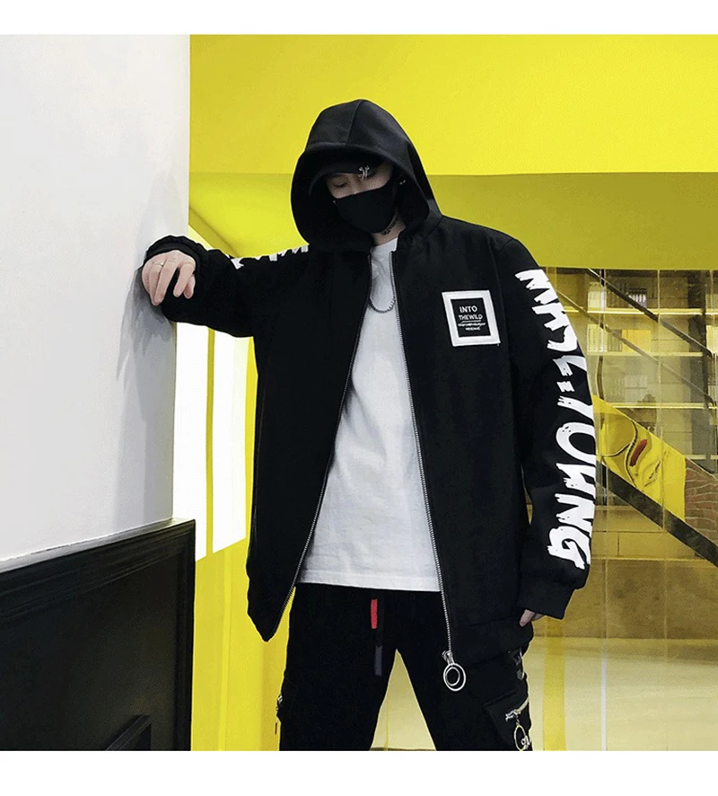 Patchwork Oversize Windbreaker Pullover Jackets Male Coats Vintage Varsity Jacket   (10)