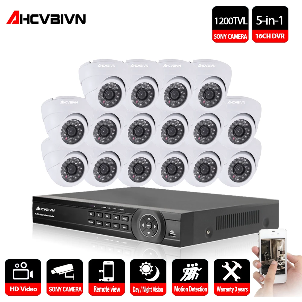 Камера видеонаблюдения AHCVBIVN 16 каналов AHD 1080P DVR ночного видения Sony 1200TVL HD HDMI