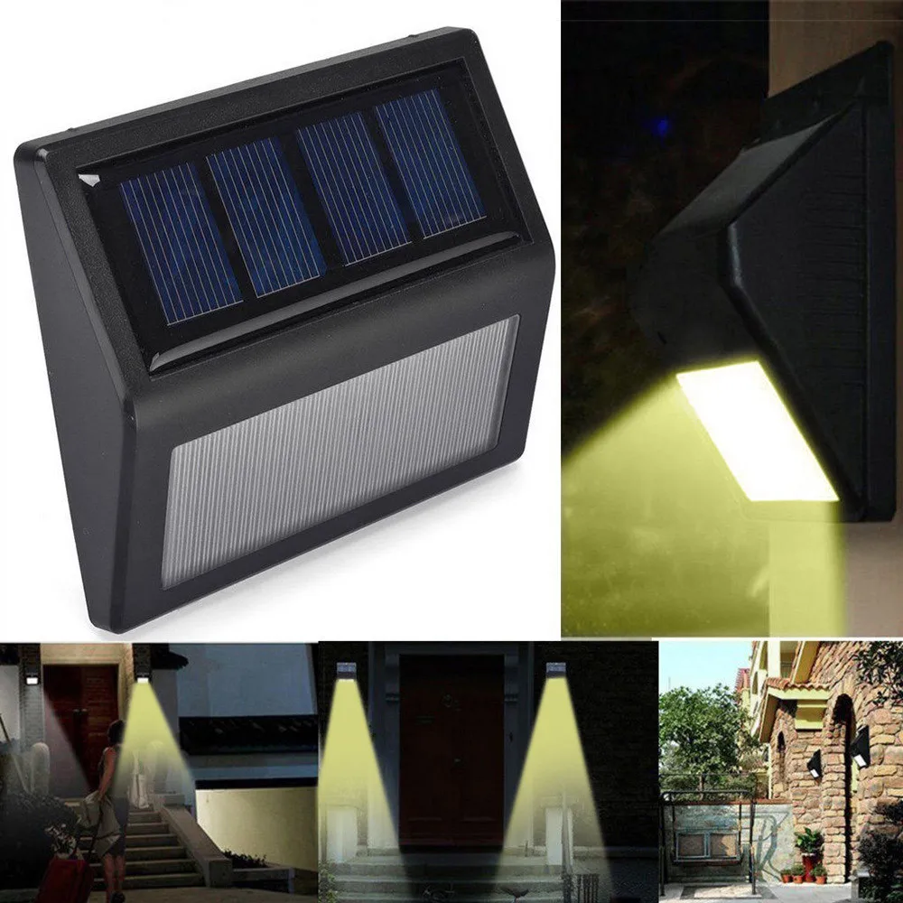 LED Solar Power Light Sensor Wall Light Garden Step Stair Deck Lights