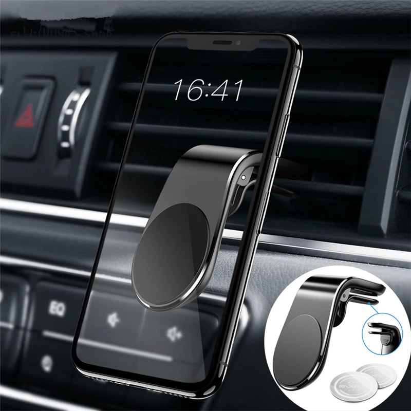 

L-type Car Magnetic Phone Holder Air Vent Clip Stand for IPhone Samsung Universal Smartphone Magnet Support Telephone Auto Mount