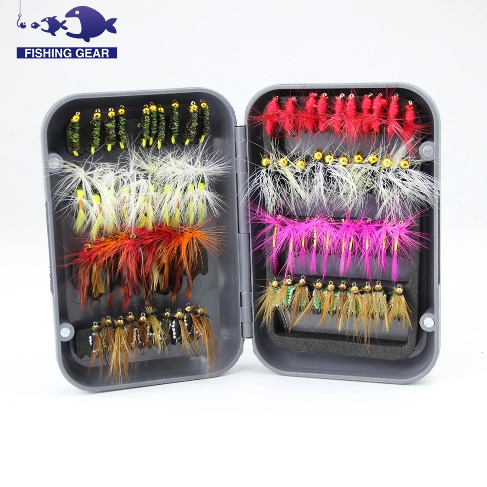 80pcs fly fishing lure abs fly fishing lure bait hook storage case box