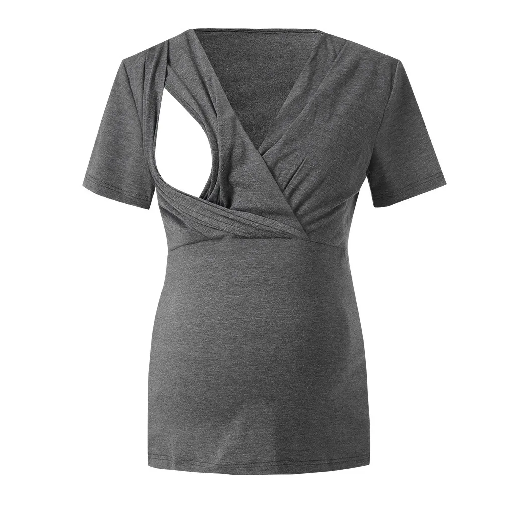 Женская полосатая блузка для кормления грудью для беременных, повседневная одежда, блузка для беременных