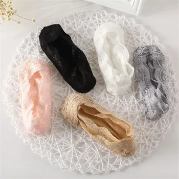 

Women Lace Boat Socks Seamless Invisible Socks For Girl Female Korea Anti-off Shallow Slip Lace Sokken Thin Calcetines Mujer