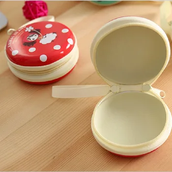 

(5pcs/lot) Linen+tin round shape coin purse characters print wallet mini handbag small clutch earphone bag for women girls boys